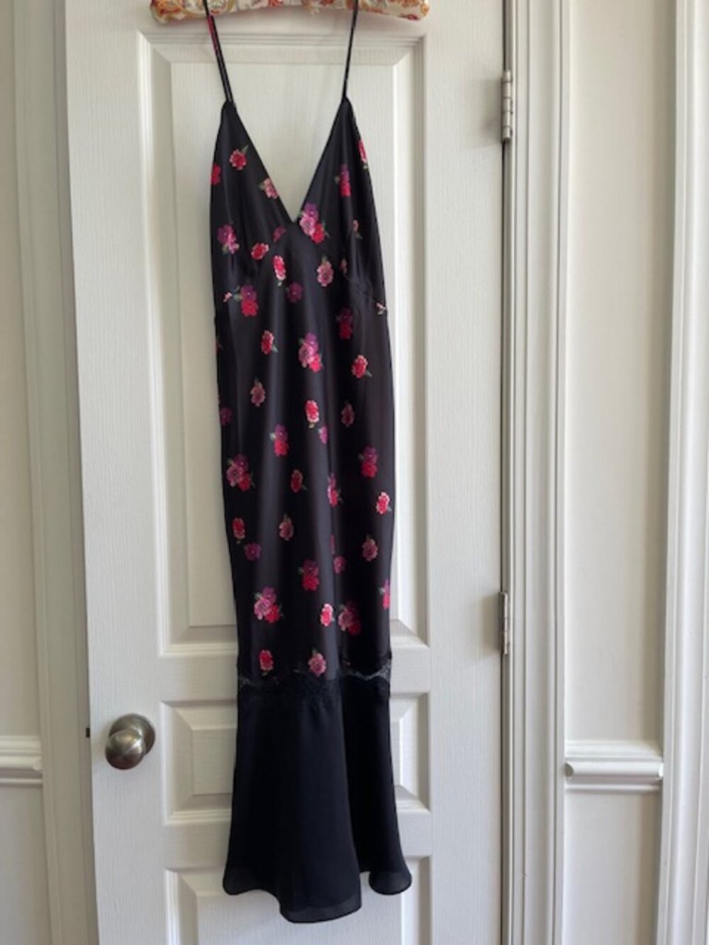 Victoria's Secret Black Autumn Floral Satin Dress